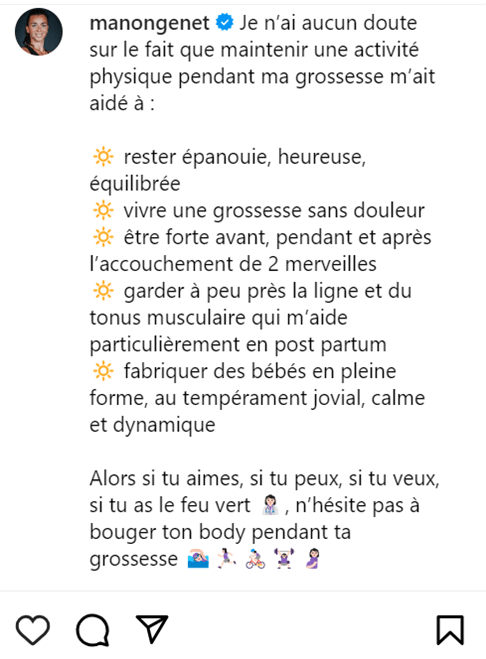 Témoignage de Manon Genet sur son compte Instagram